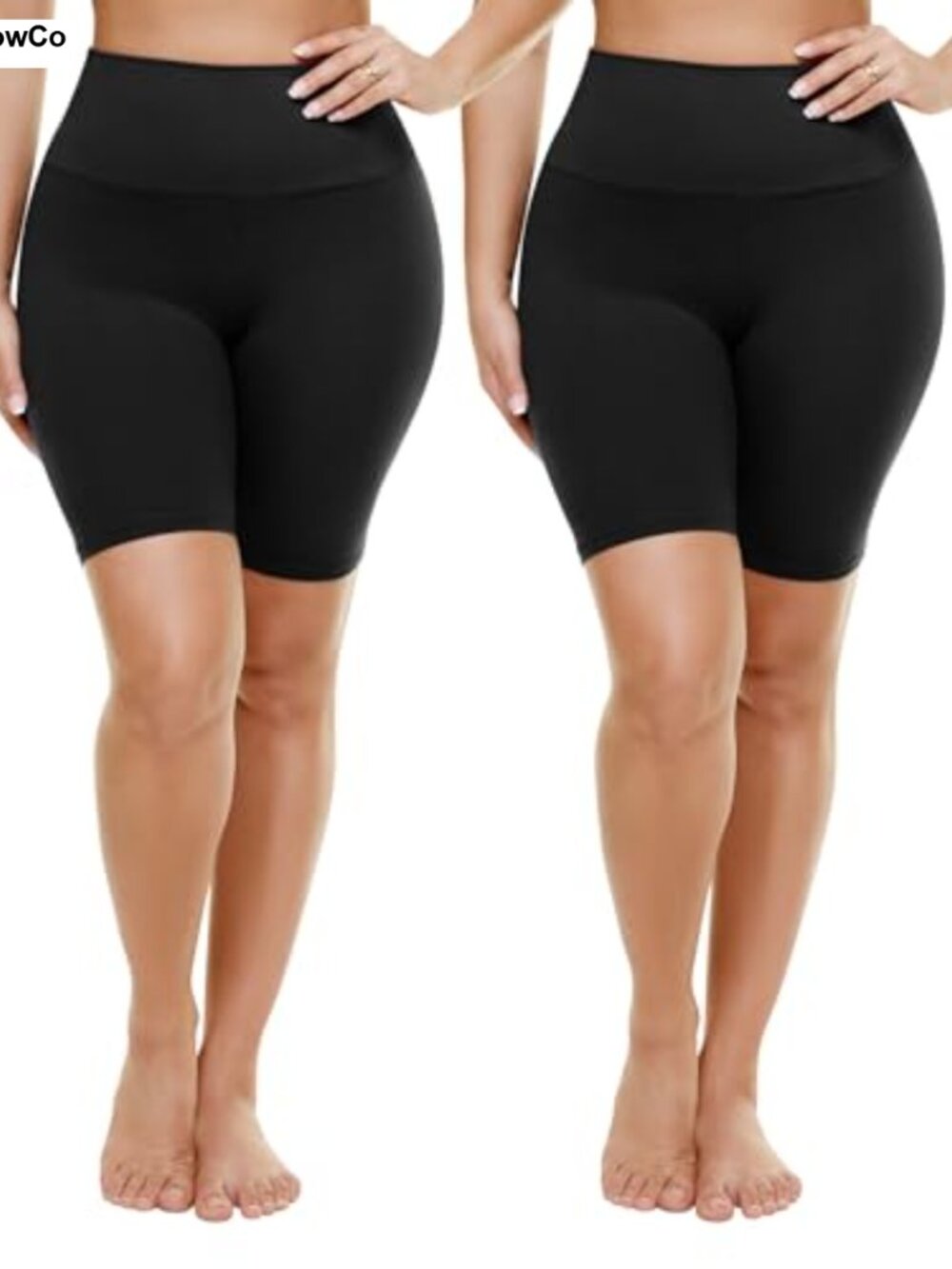 Plus Size Biker Shorts for Women 8" High Waisted Tummy Control Spandex Workout